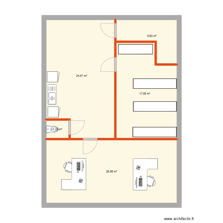 depot2. Plan de 5 pièces et 75 m2