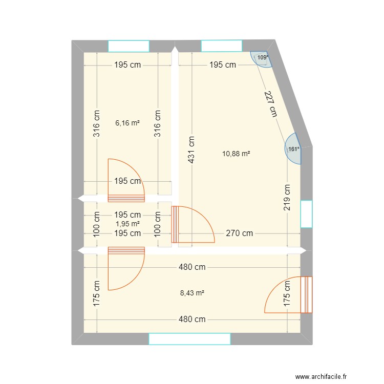 Idée Moha. Plan de 4 pièces et 27 m2