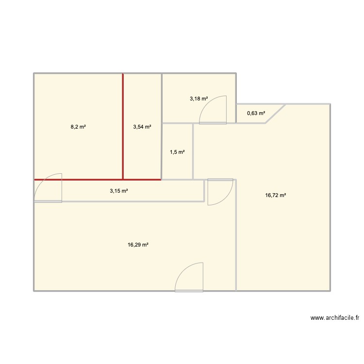 Sentier. Plan de 8 pièces et 53 m2