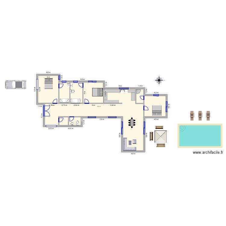 austhoum. Plan de 1 pièce et 180 m2