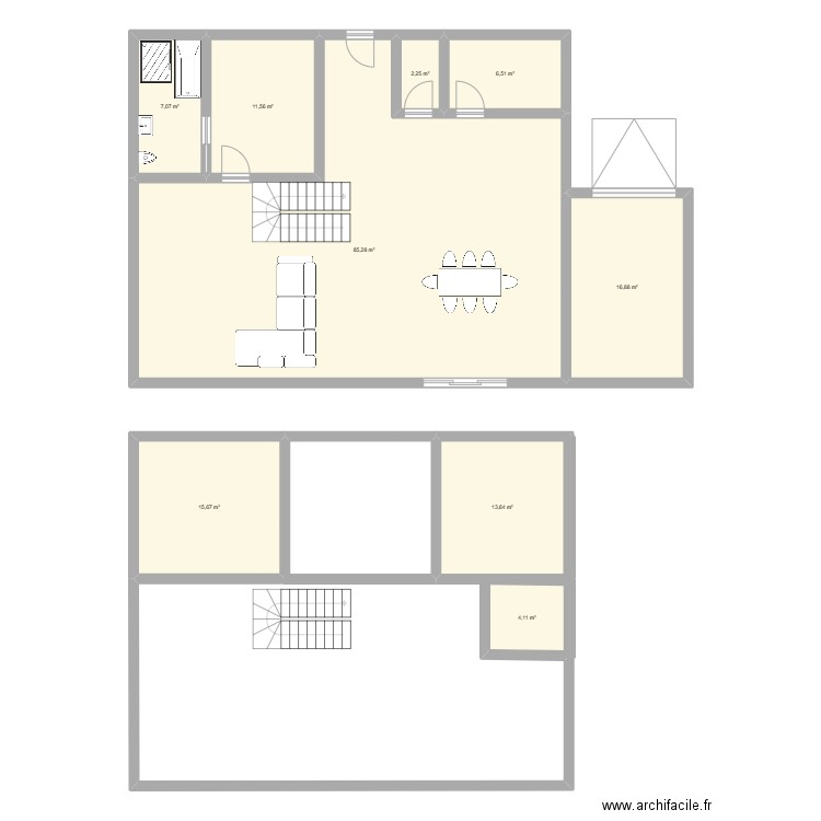 Maison Touraudière. Plan de 9 pièces et 163 m2