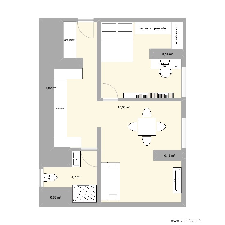 saint gelais 2 . Plan de 6 pièces et 56 m2