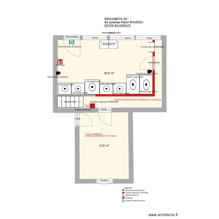 Laverie PROXIMITE 92 . Plan de 2 pièces et 37 m2