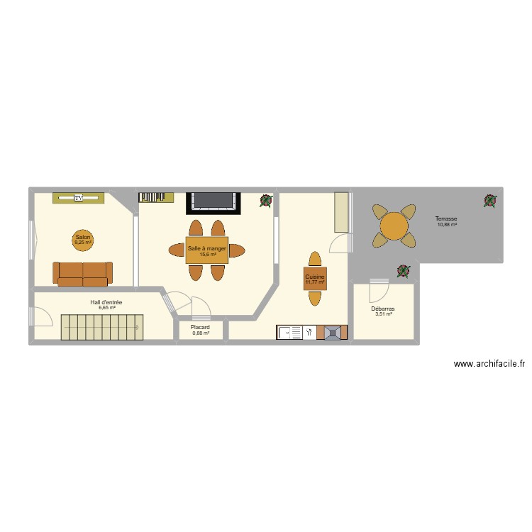 RDC Molinvaux. Plan de 8 pièces et 59 m2