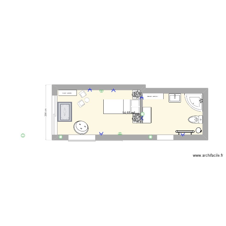 maison. Plan de 1 pièce et 15 m2