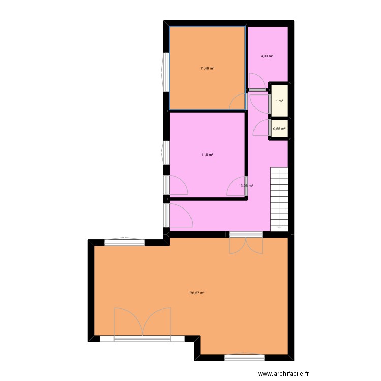 Birochère. Plan de 7 pièces et 79 m2