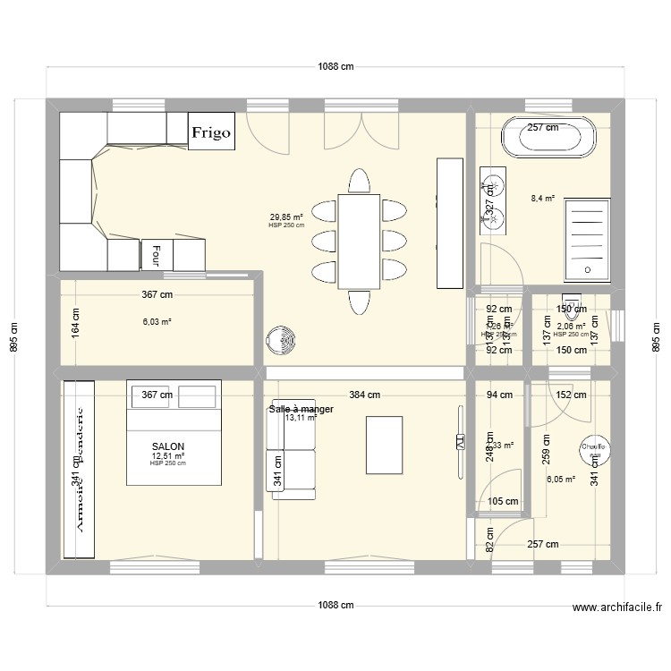 MAISON 2. Plan de 9 pièces et 82 m2