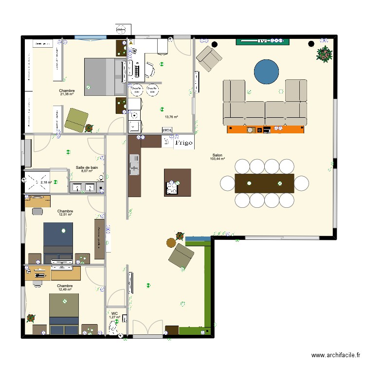 projet 4. Plan de 8 pièces et 175 m2