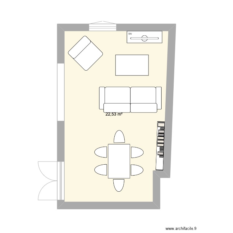 Saint Seurin. Plan de 1 pièce et 23 m2