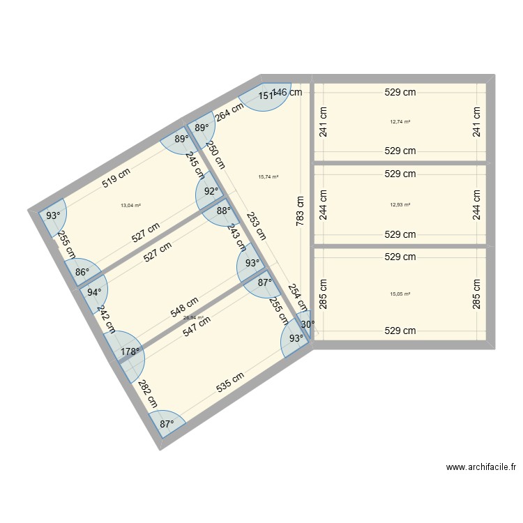 MPFL ETAGE 2. Plan de 6 pièces et 96 m2