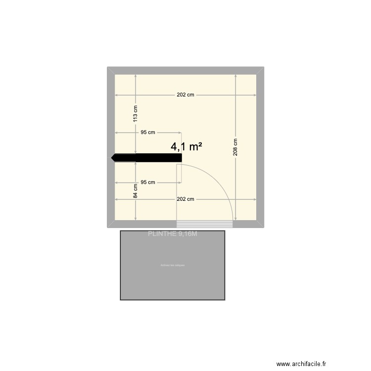 SALLE DE BAIN. Plan de 1 pièce et 4 m2