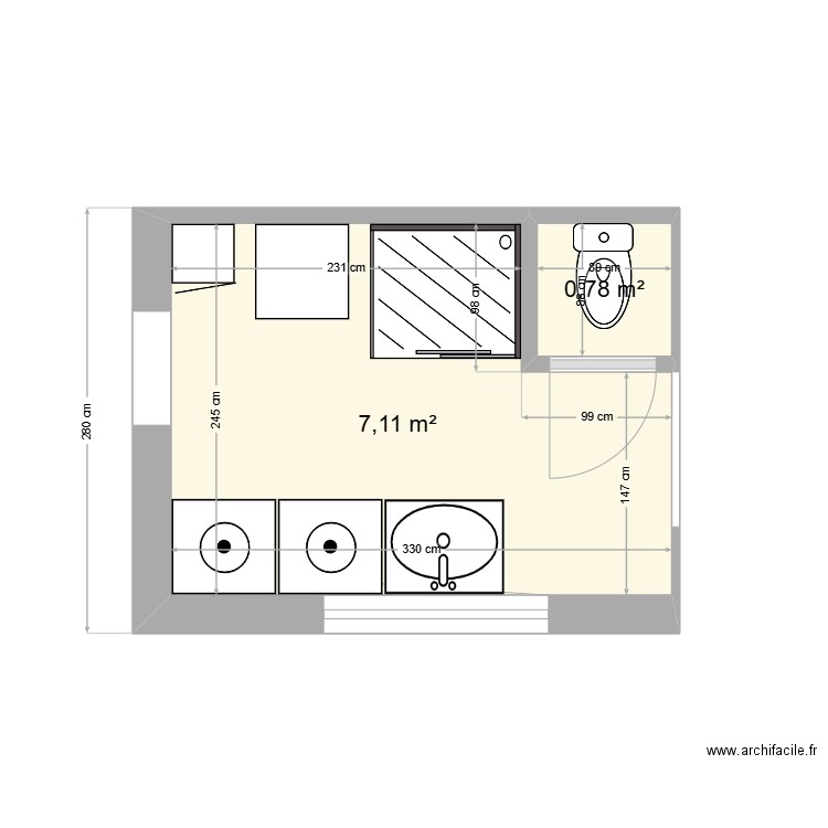 BUANDERIE. Plan de 2 pièces et 8 m2