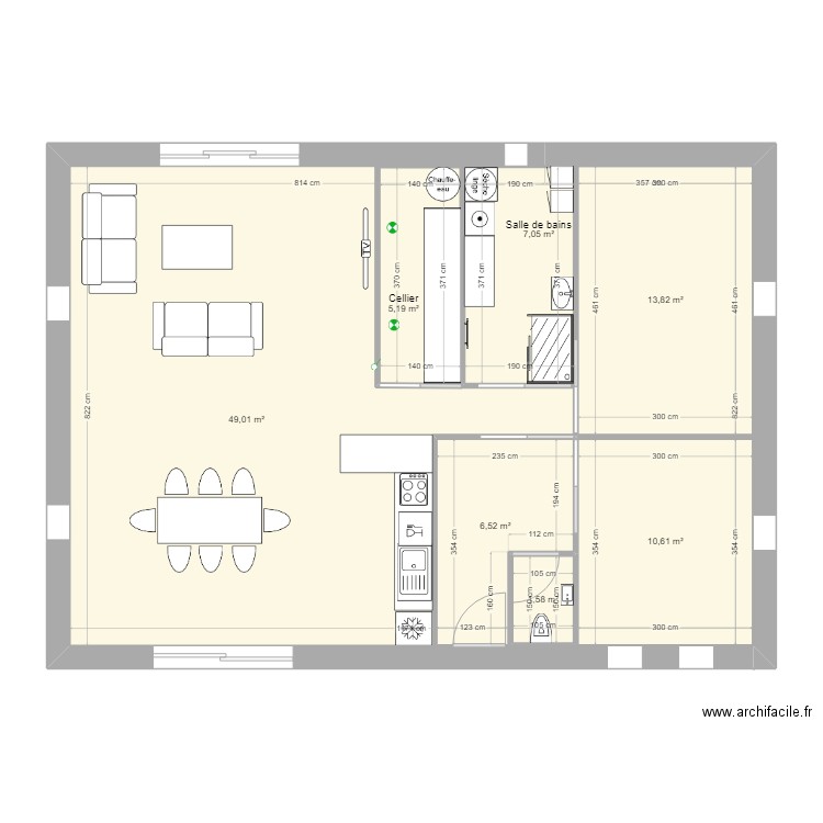 essai. Plan de 7 pièces et 141 m2