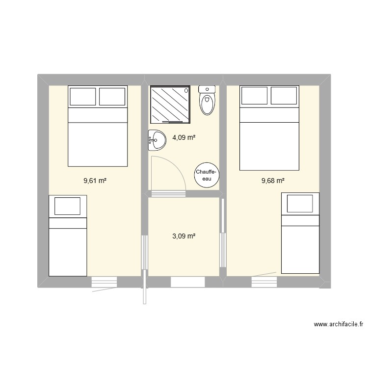 bisca. Plan de 4 pièces et 26 m2