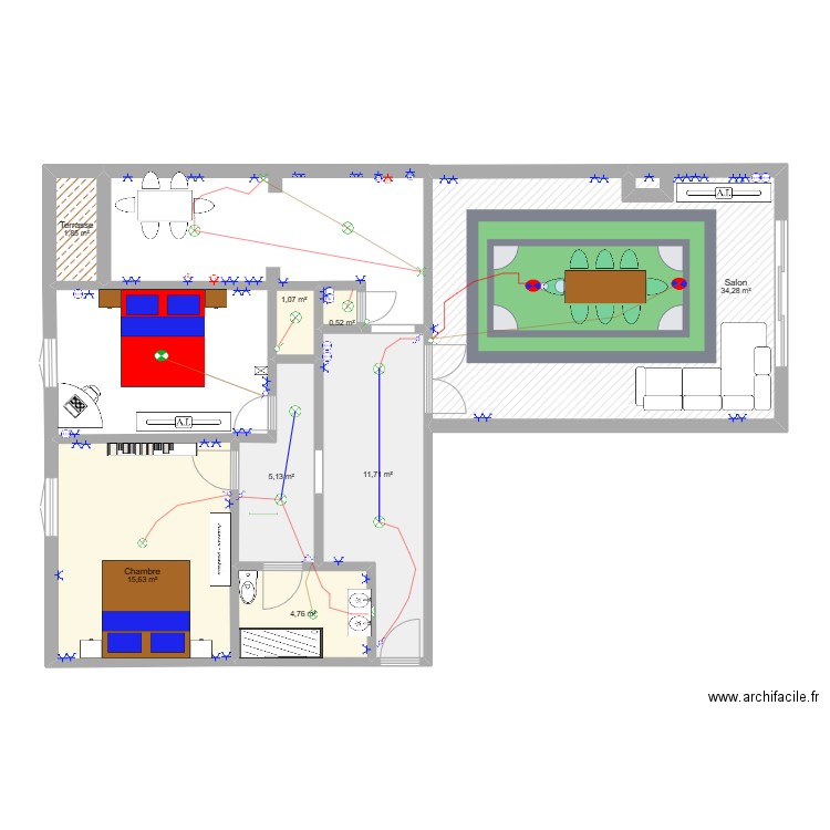 Ukkel. Plan de 8 pièces et 75 m2