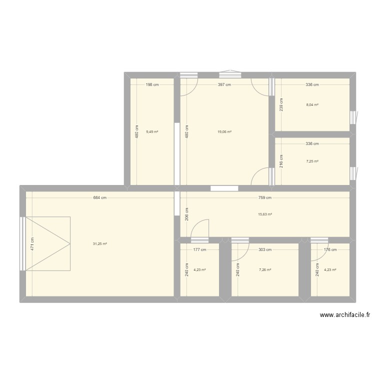 Plan de maison de malade. Plan de 9 pièces et 106 m2