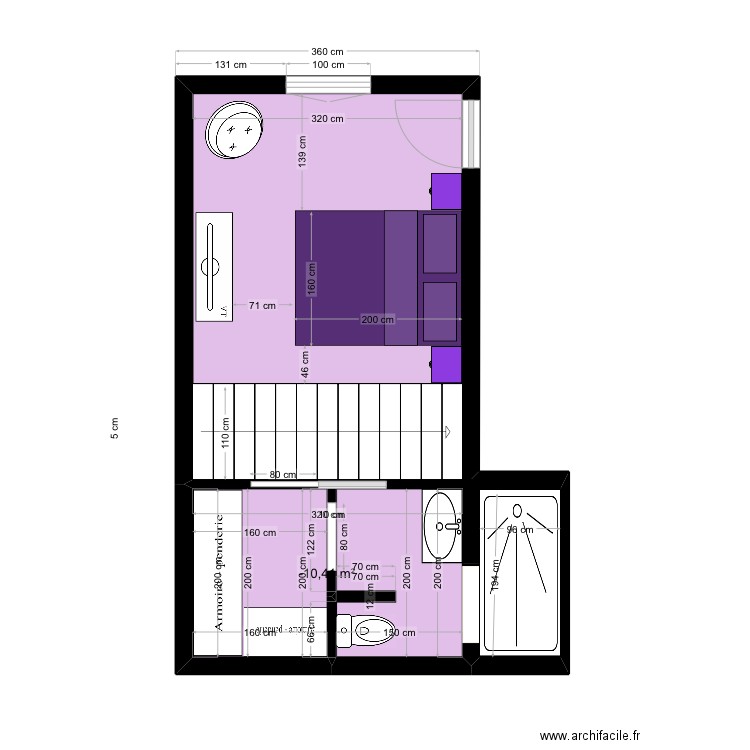 Famille Lescat. Plan de 1 pièce et 6 m2