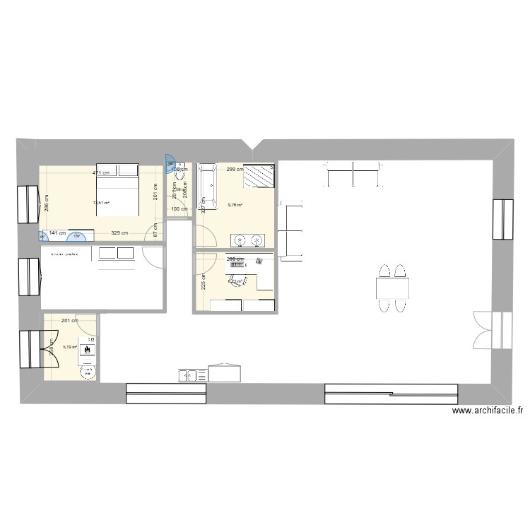 iguerande. Plan de 5 pièces et 37 m2