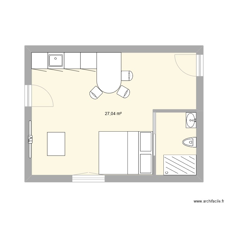 camapagne 1. Plan de 1 pièce et 27 m2