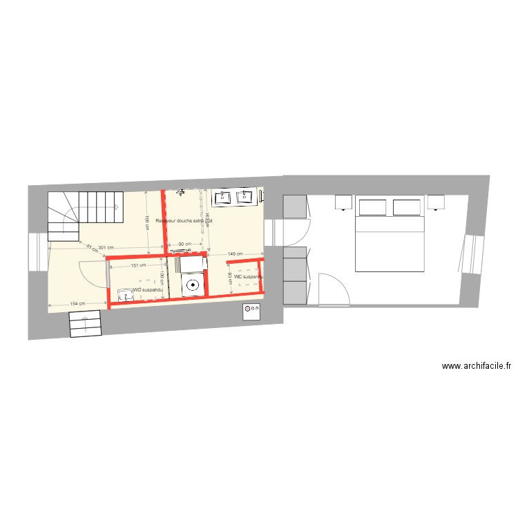 chardonne. Plan de 1 pièce et 17 m2