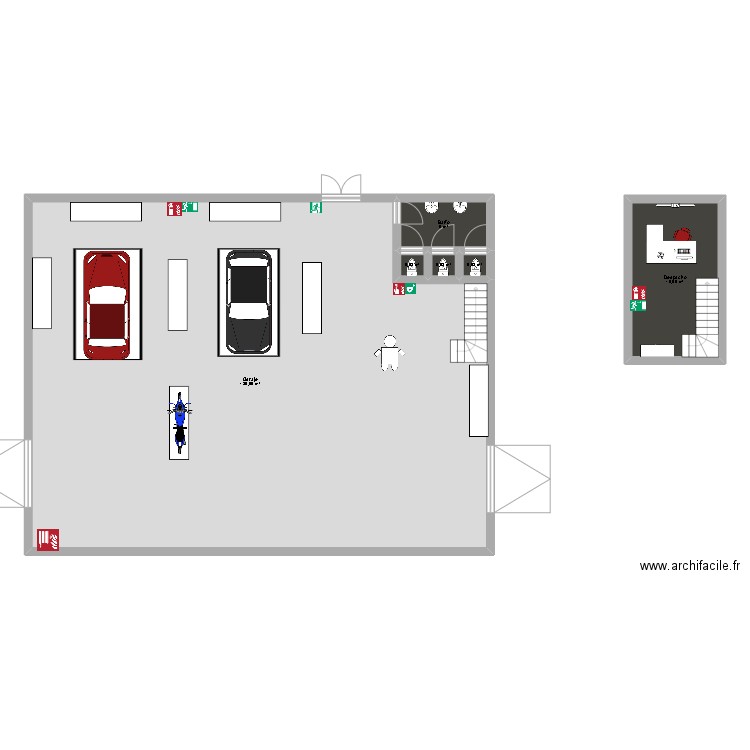 garaje. Plan de 6 pièces et 214 m2