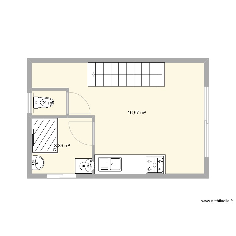 projet mini maison. Plan de 3 pièces et 22 m2