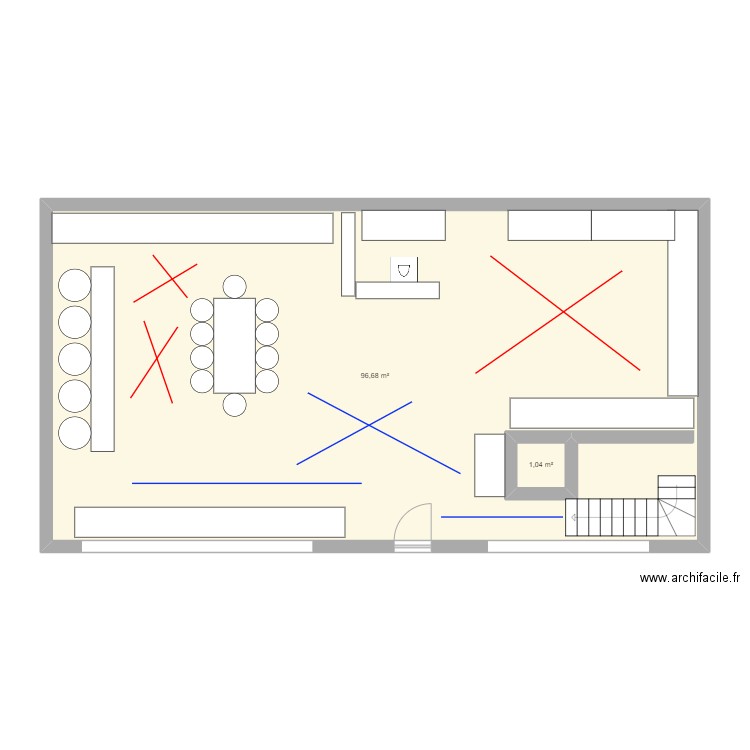 affaren . Plan de 2 pièces et 101 m2