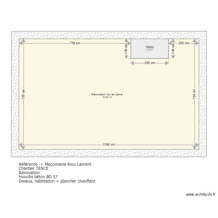 riou laurent . Plan de 2 pièces et 87 m2