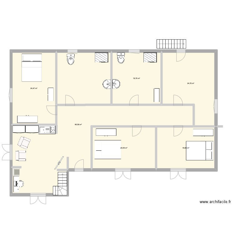 Cunha R+1 modification. Plan de 6 pièces et 189 m2