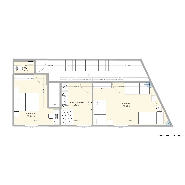 Haut grand gite aménagé. Plan de 4 pièces et 36 m2