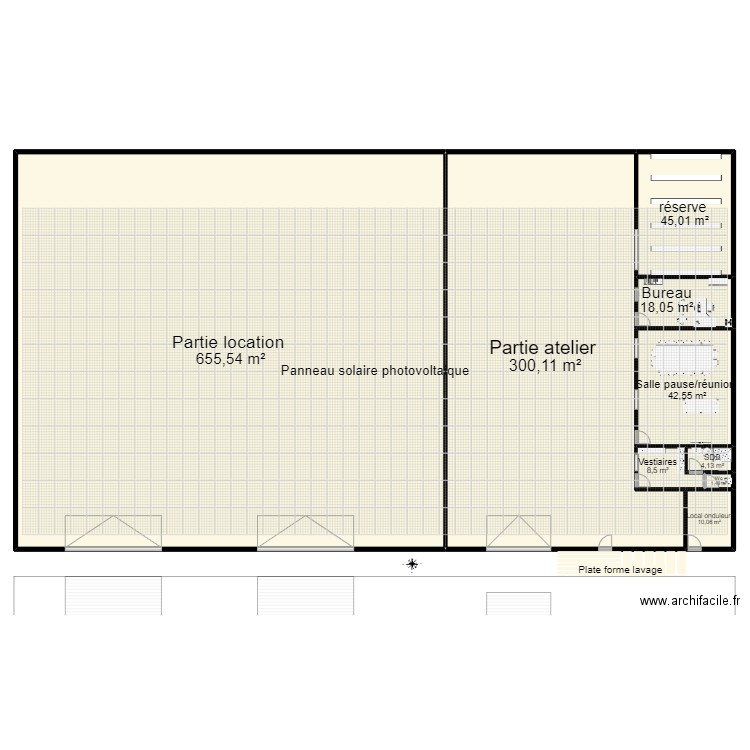 Bâtiment stockage Valentin . Plan de 9 pièces et 1085 m2