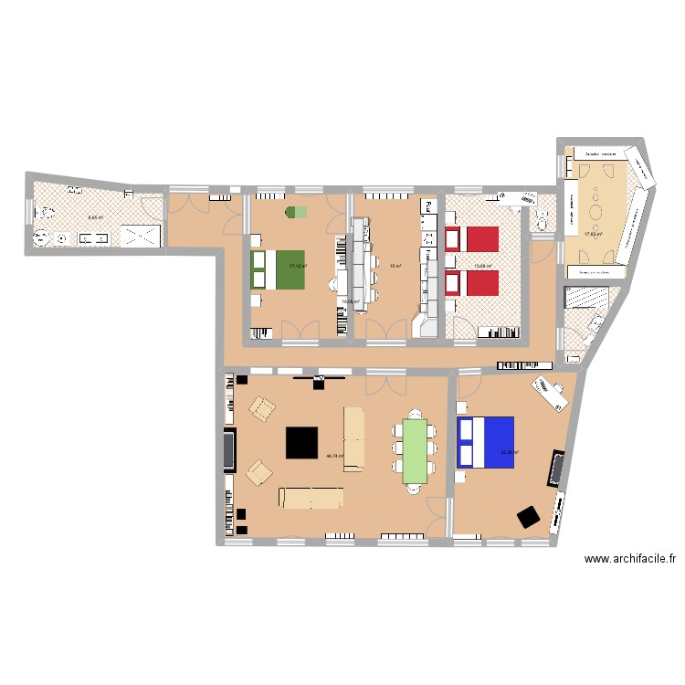 46 SADA 8. Plan de 8 pièces et 160 m2