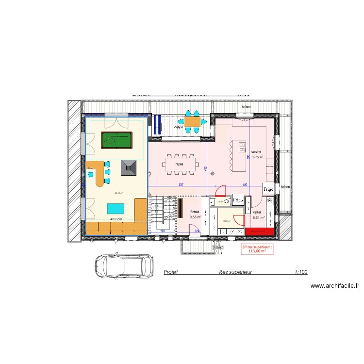 RC Béné. Plan de 3 pièces et 51 m2