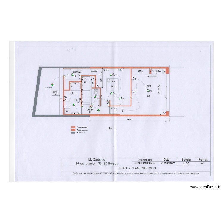 darbeau r+1. Plan de 0 pièce et 0 m2