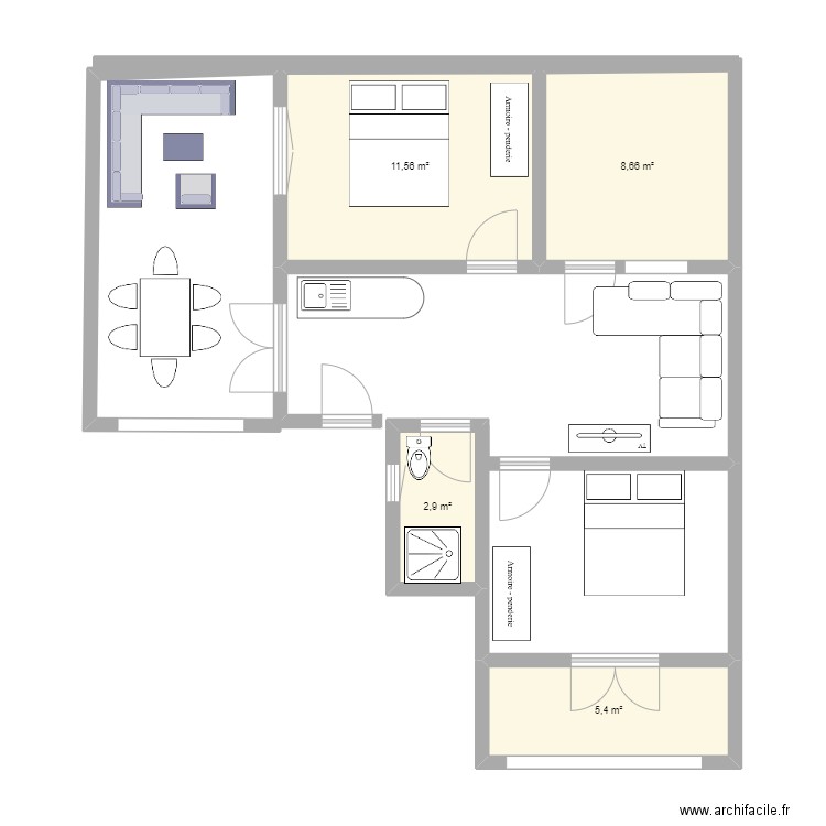 PLAN PREMIER ETAGE. Plan de 4 pièces et 29 m2