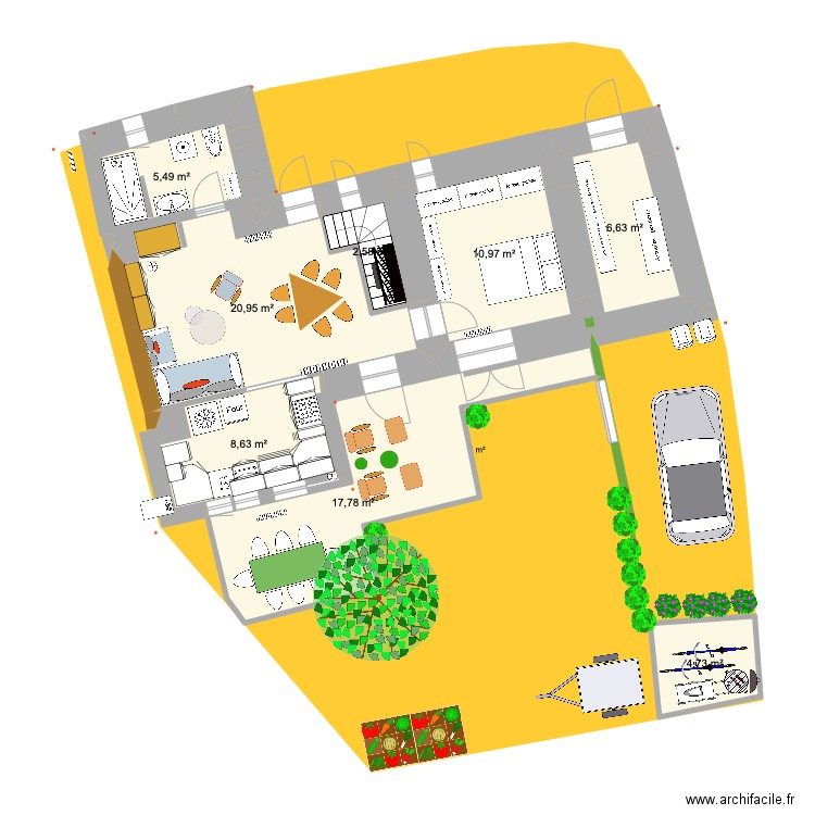 PRIEUX plan intérieur 1ere phase. Plan de 8 pièces et 78 m2