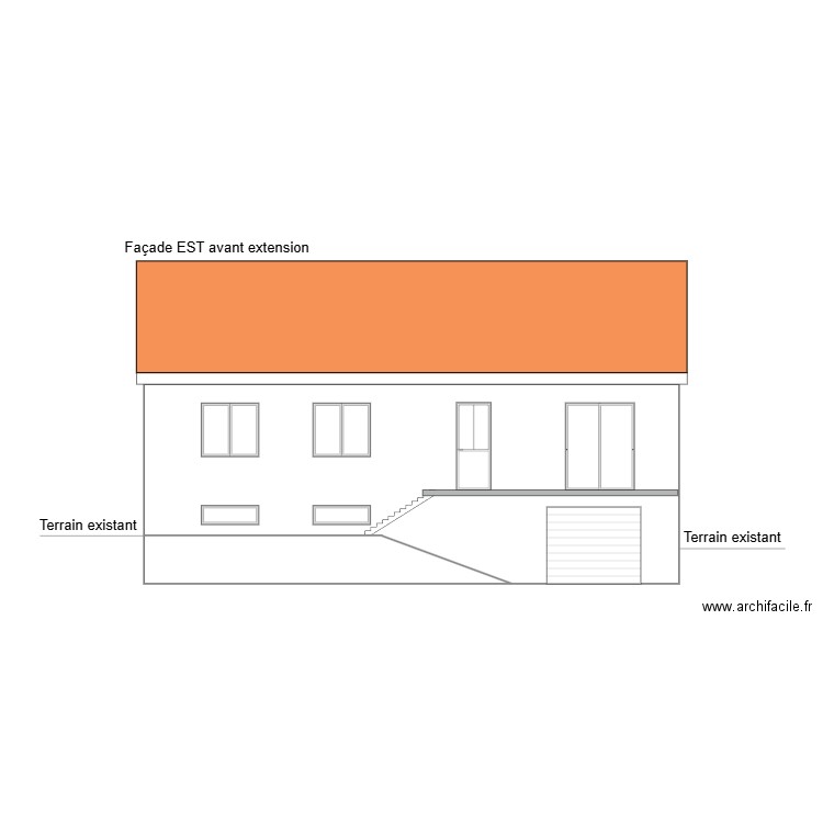 Façade EST avant. Plan de 0 pièce et 0 m2