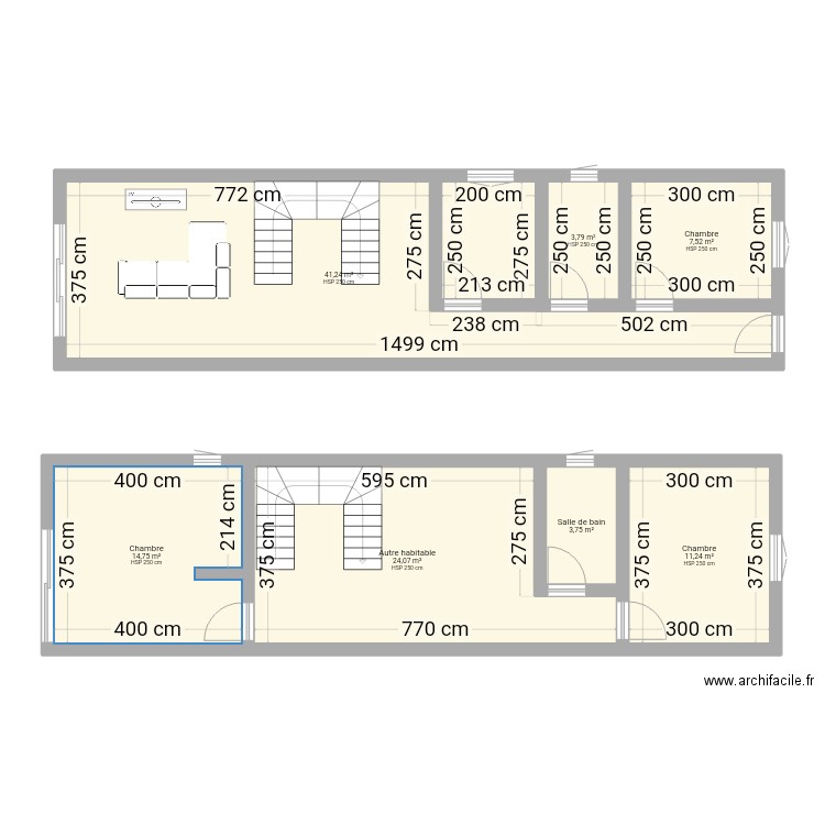 Pla 1. Plan de 7 pièces et 106 m2