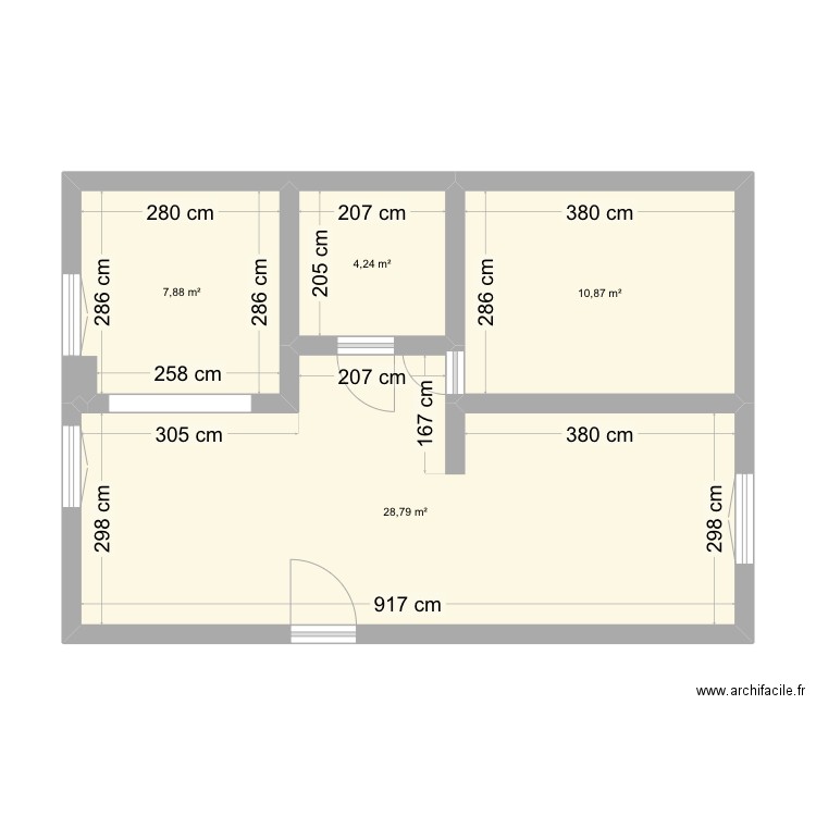 Home. Plan de 4 pièces et 52 m2