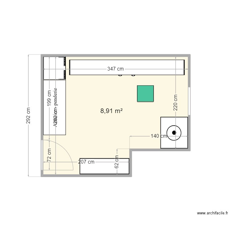 cellier. Plan de 1 pièce et 9 m2