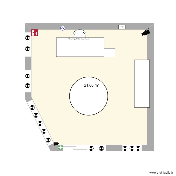 ap avec evane. Plan de 1 pièce et 22 m2