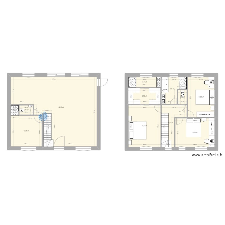 étageV2. Plan de 12 pièces et 151 m2