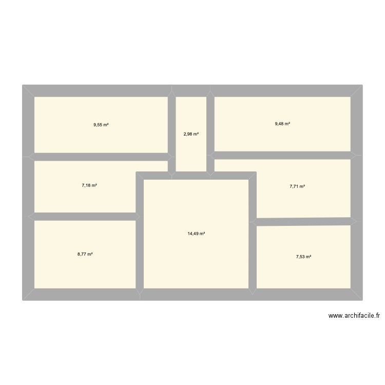 cabinet taille lo2. Plan de 8 pièces et 68 m2