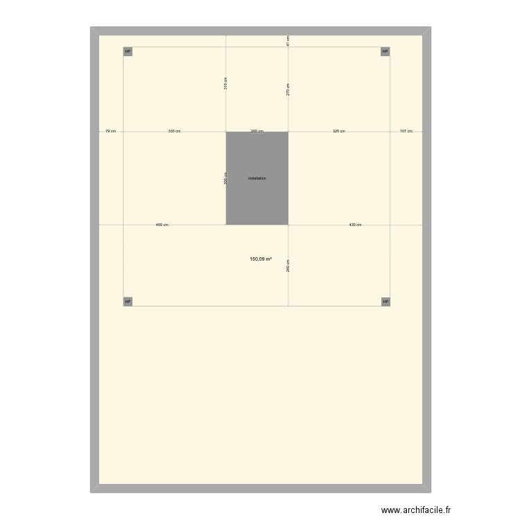 GRU. Plan de 1 pièce et 150 m2