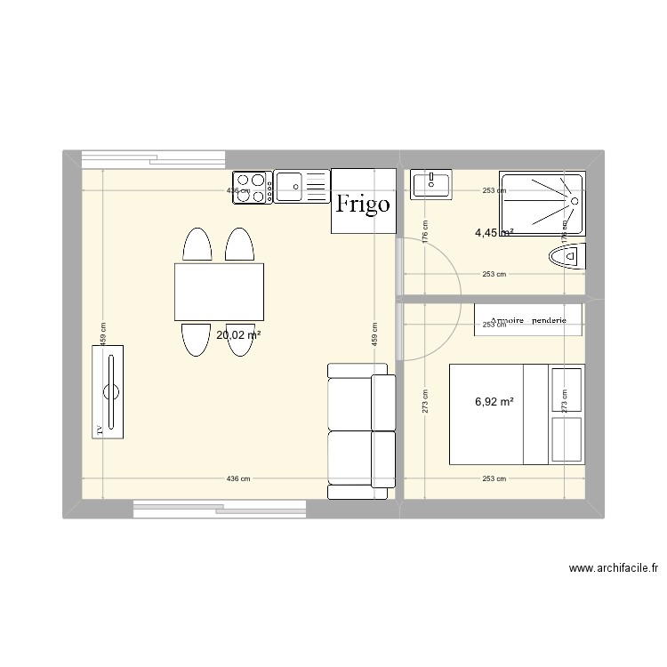 Joch. Plan de 3 pièces et 31 m2