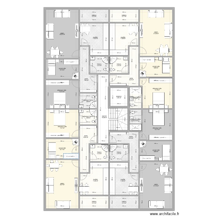 celaliye 1256/5 4 daire bina giris modifier. Plan de 34 pièces et 330 m2