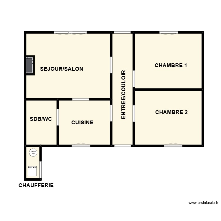 BOULIC. Plan de 7 pièces et 58 m2