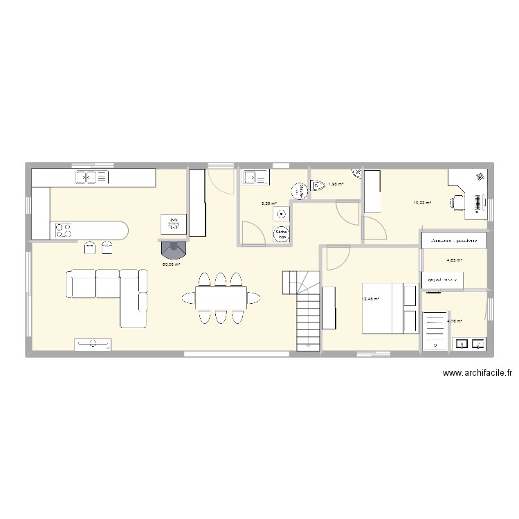 plan maison rdc. Plan de 7 pièces et 100 m2