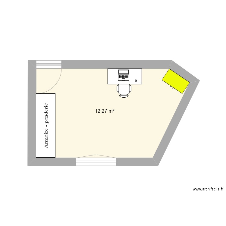 Chambre Simon. Plan de 1 pièce et 12 m2