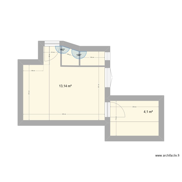 Studio Basset 3. Plan de 2 pièces et 17 m2